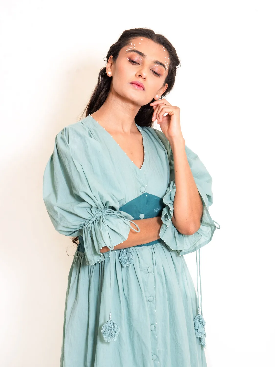 Our Dve Cordelia Turt abito lungo verde menta