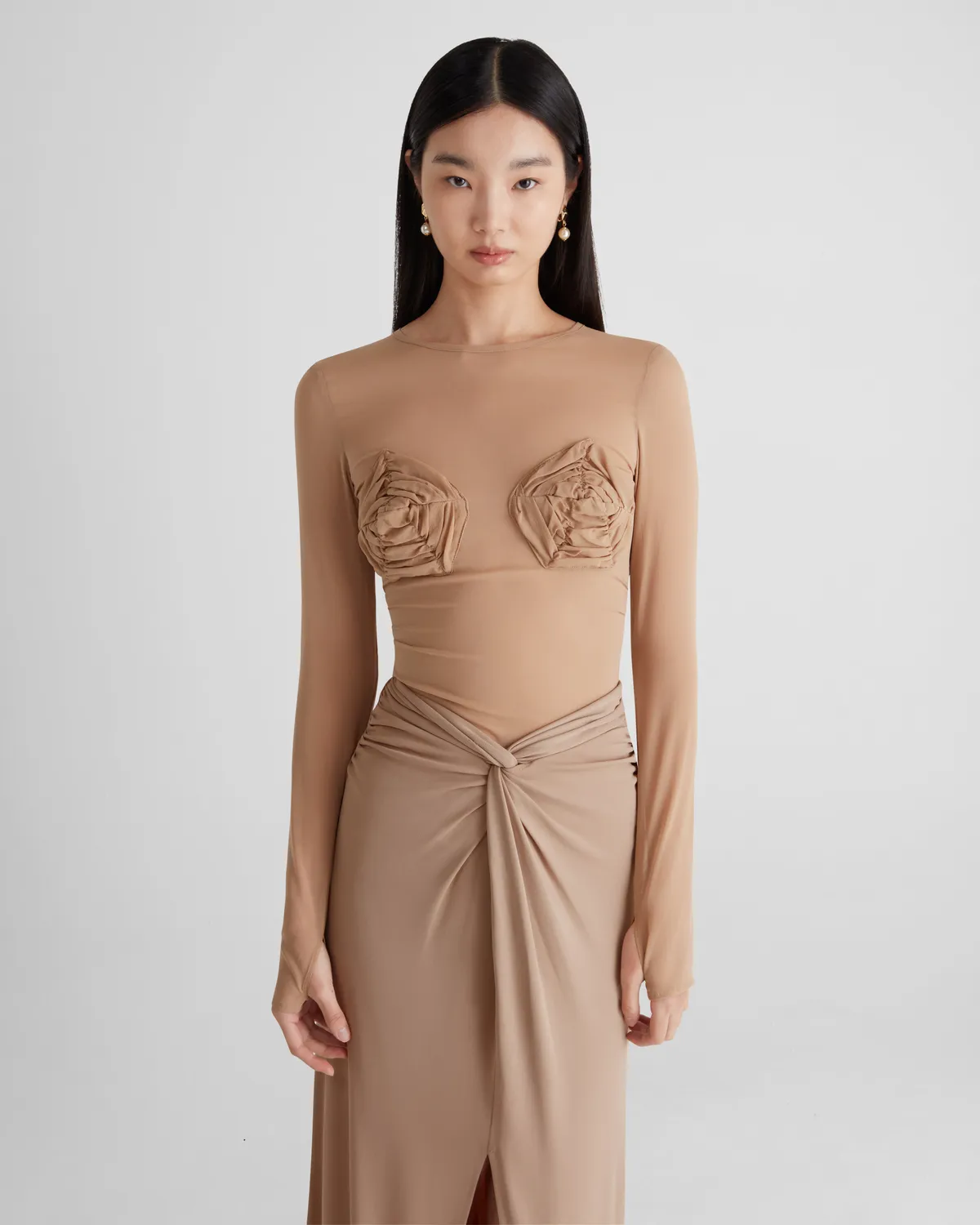 Violante Nessi Doria top beige georgette seta
