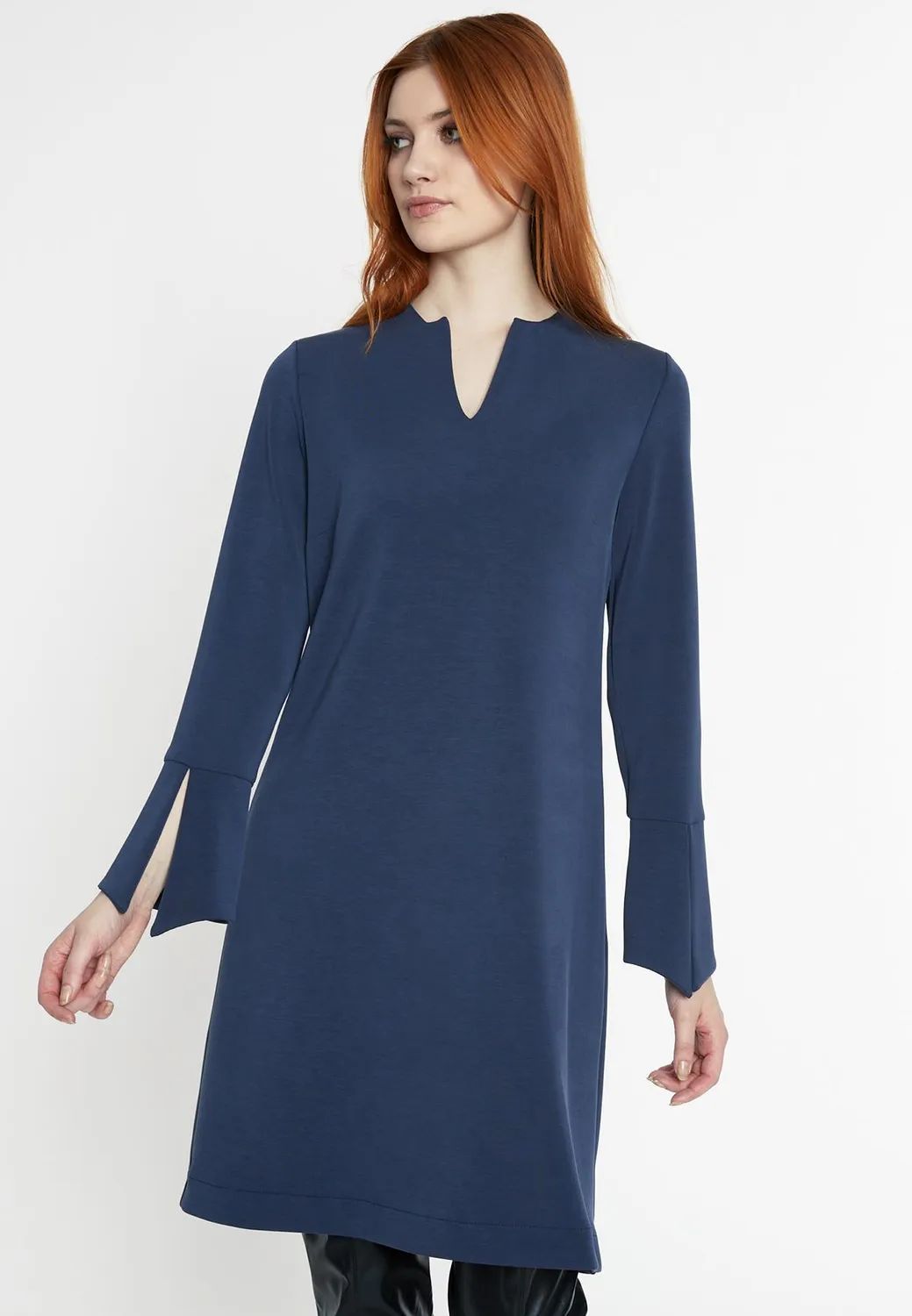 Ana Alcazar Sebori abito blu linea A ufficio