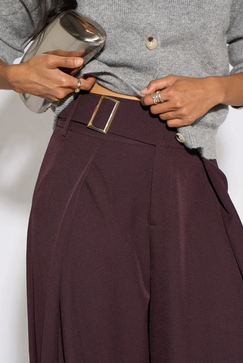 Gini London Barrel Pantaloni viola pieghe fibbia
