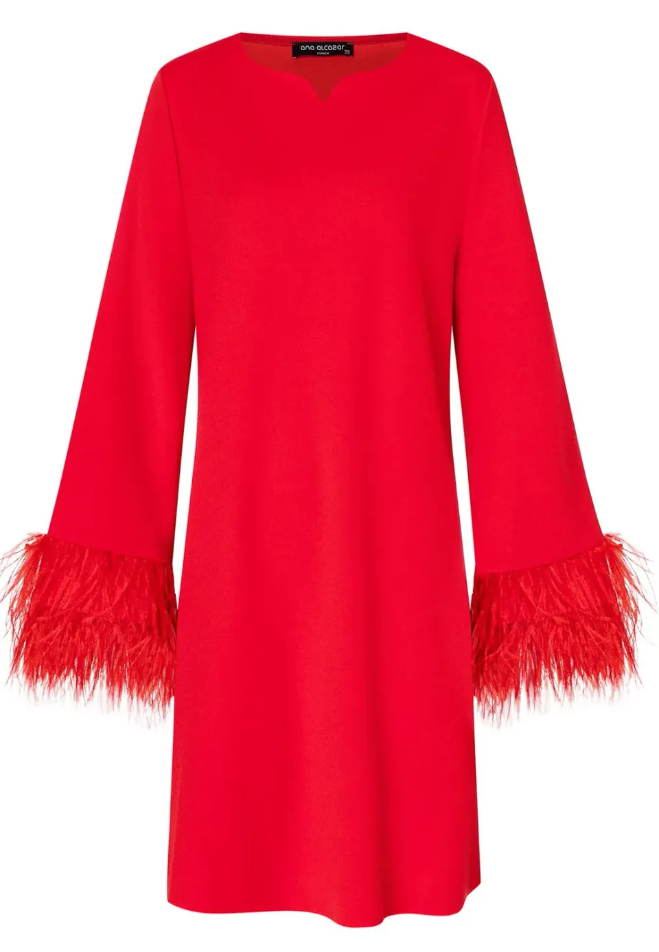 Ana Alcazar Okoro abito cocktail rosso piume