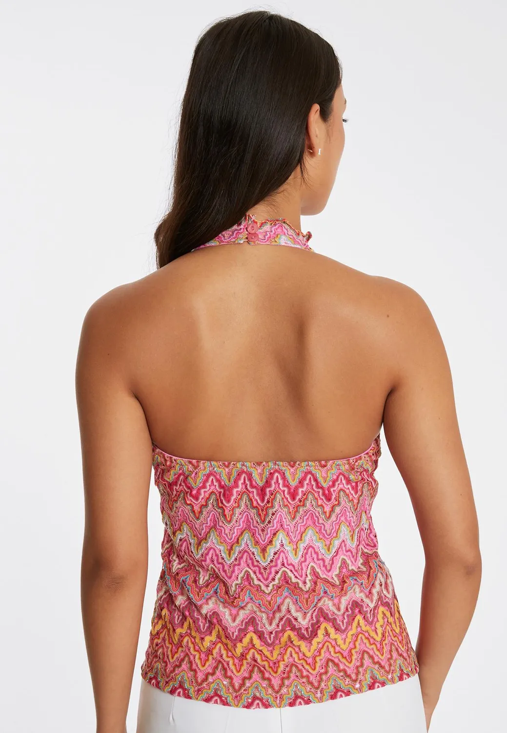 Ana Alcazar Piali top halter rosa ajour