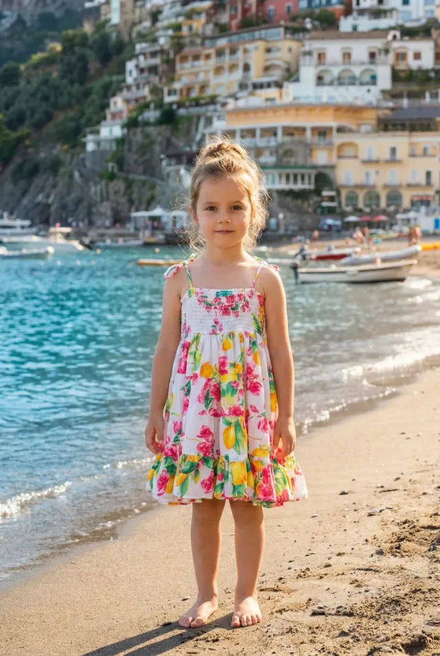Antica Sartoria FC225 abito bimba bretelle fucsia