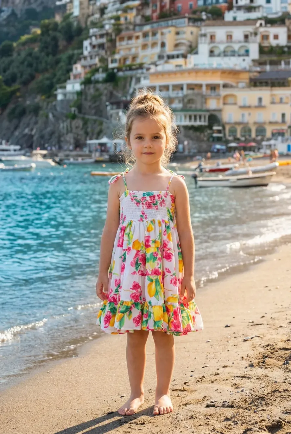 Antica Sartoria FC225 abito bimba bretelle fucsia