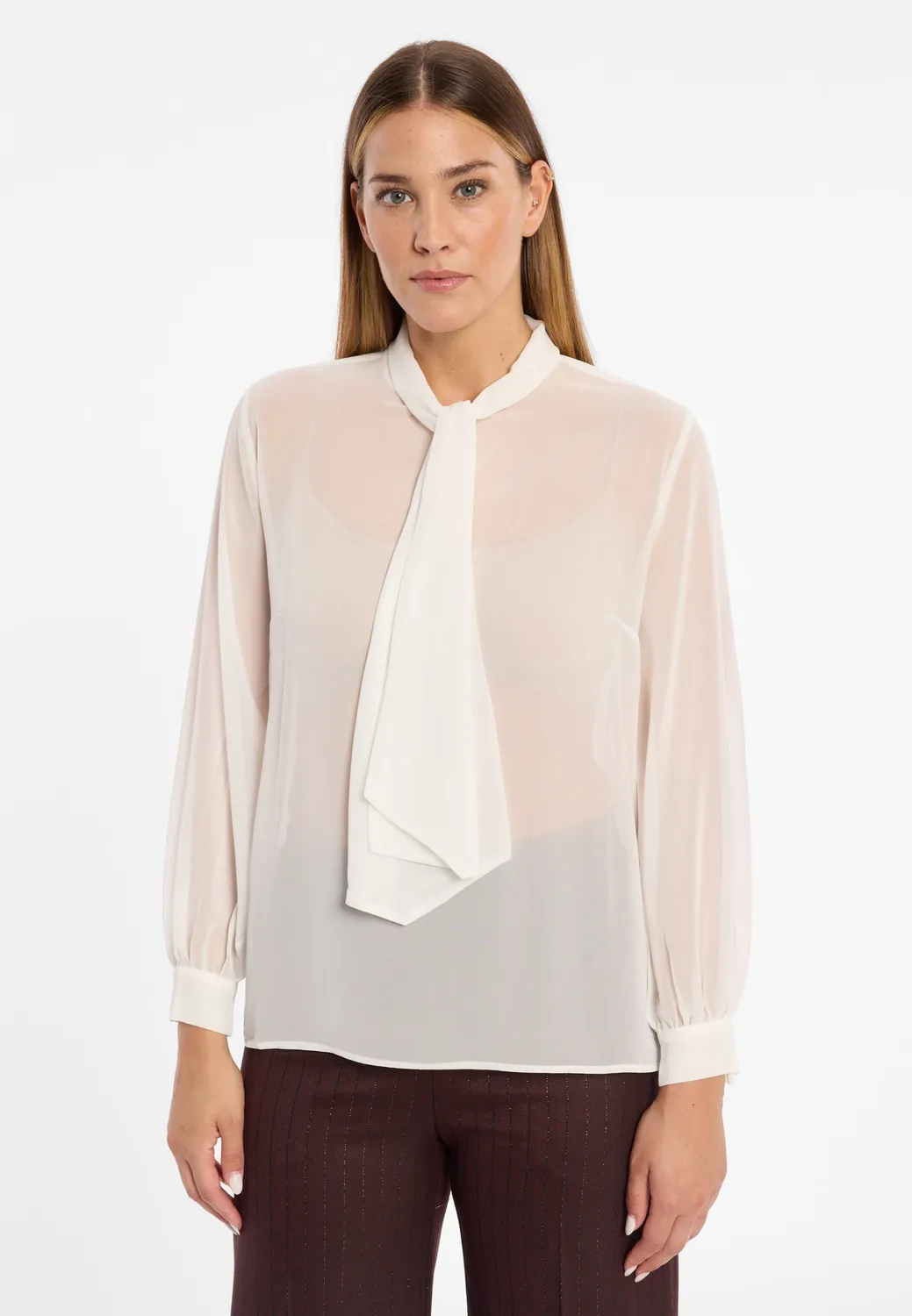 Ana Alcazar Cosala camicia chiffon bianca fiocco
