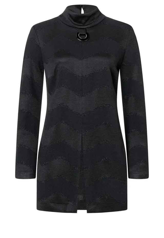 Ana Alcazar Sapora top lungo nero lurex collo alto