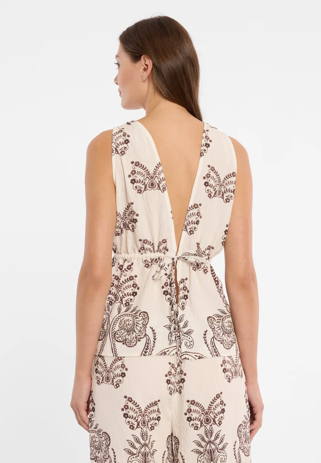 Ana Alcazar Dorella top scollo V paisley marrone