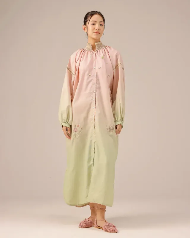 Our Dve Sorbet abito rosa verde in lino