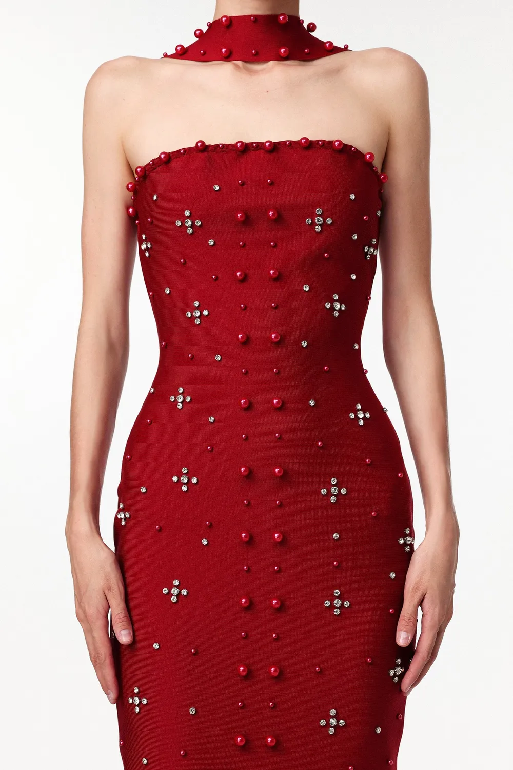 Bella Barnett Nesya abito maxi vino bandage