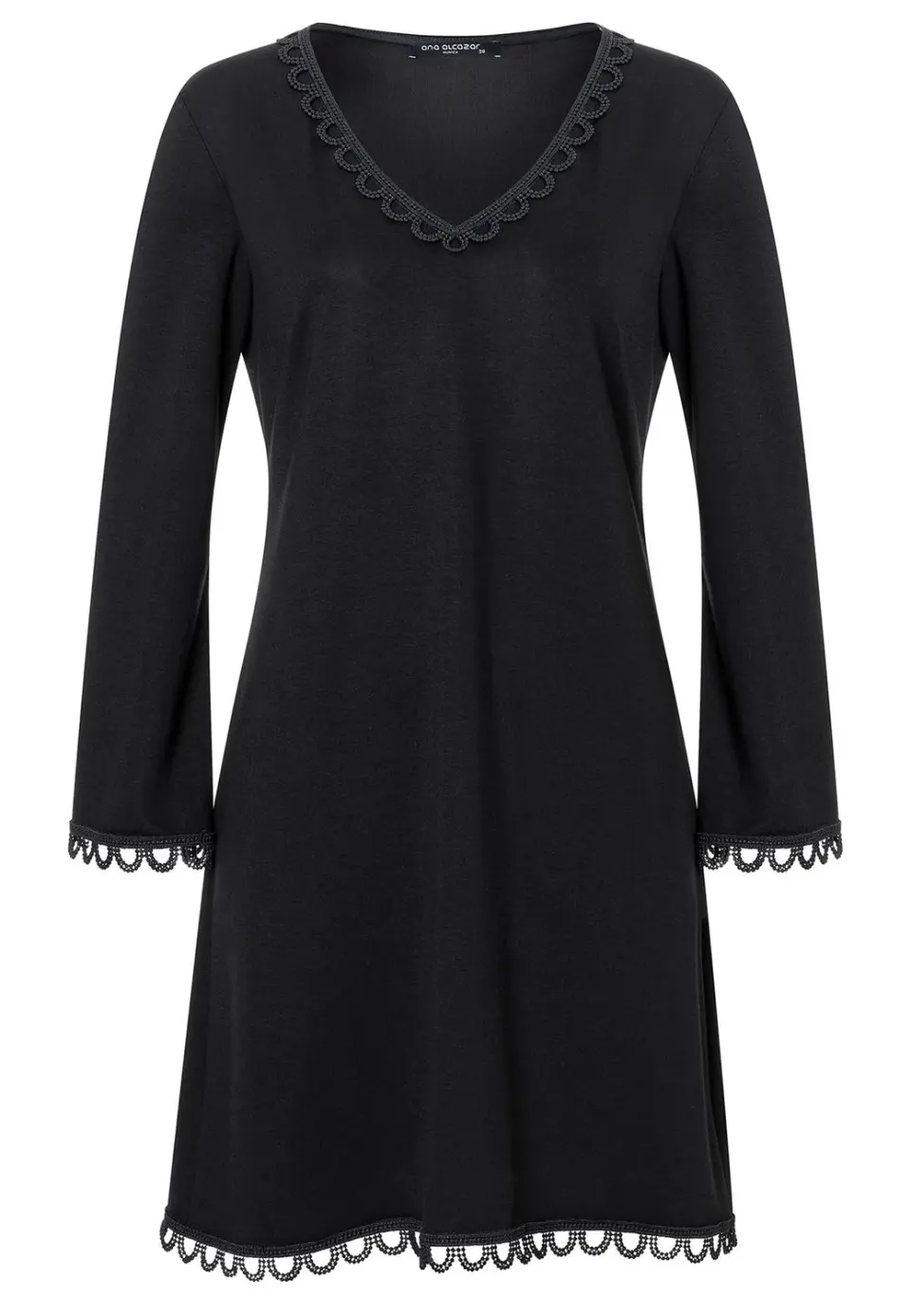 Ana Alcazar Sipela abito nero jersey manica 3/4