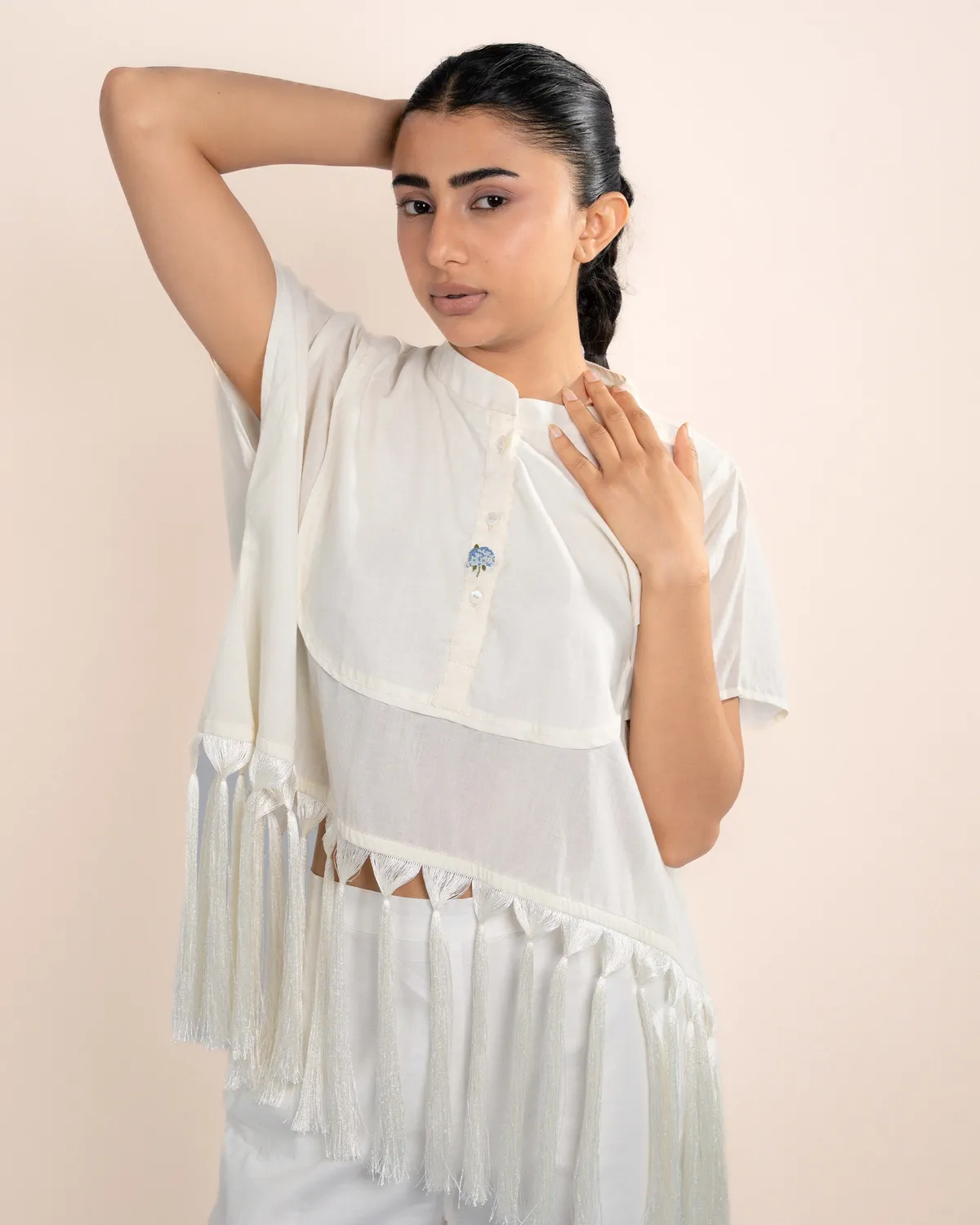 Our Dve Tofu top beige cotone taglia unica