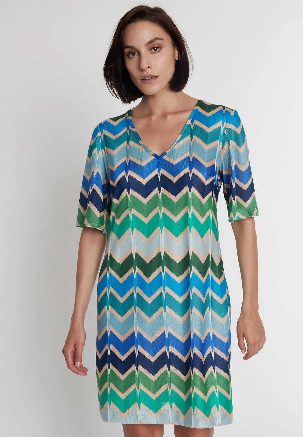 Ana Alcazar Pocea vestito maglina verde zigzag