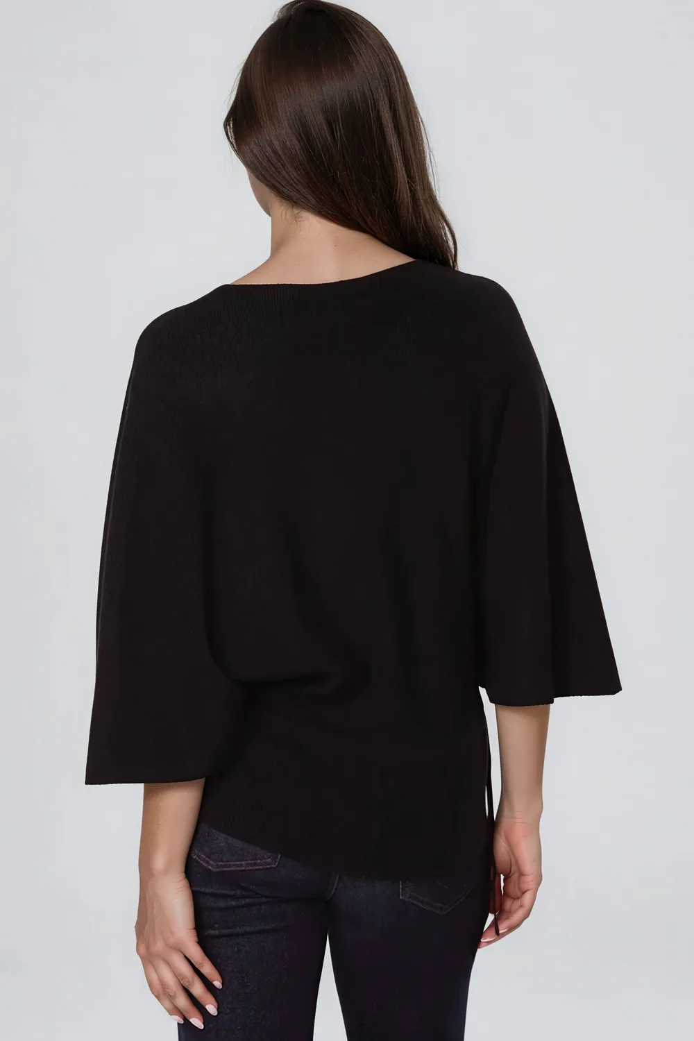 Aftershock London Maglione Nero Fiocco Vita manica 3/4