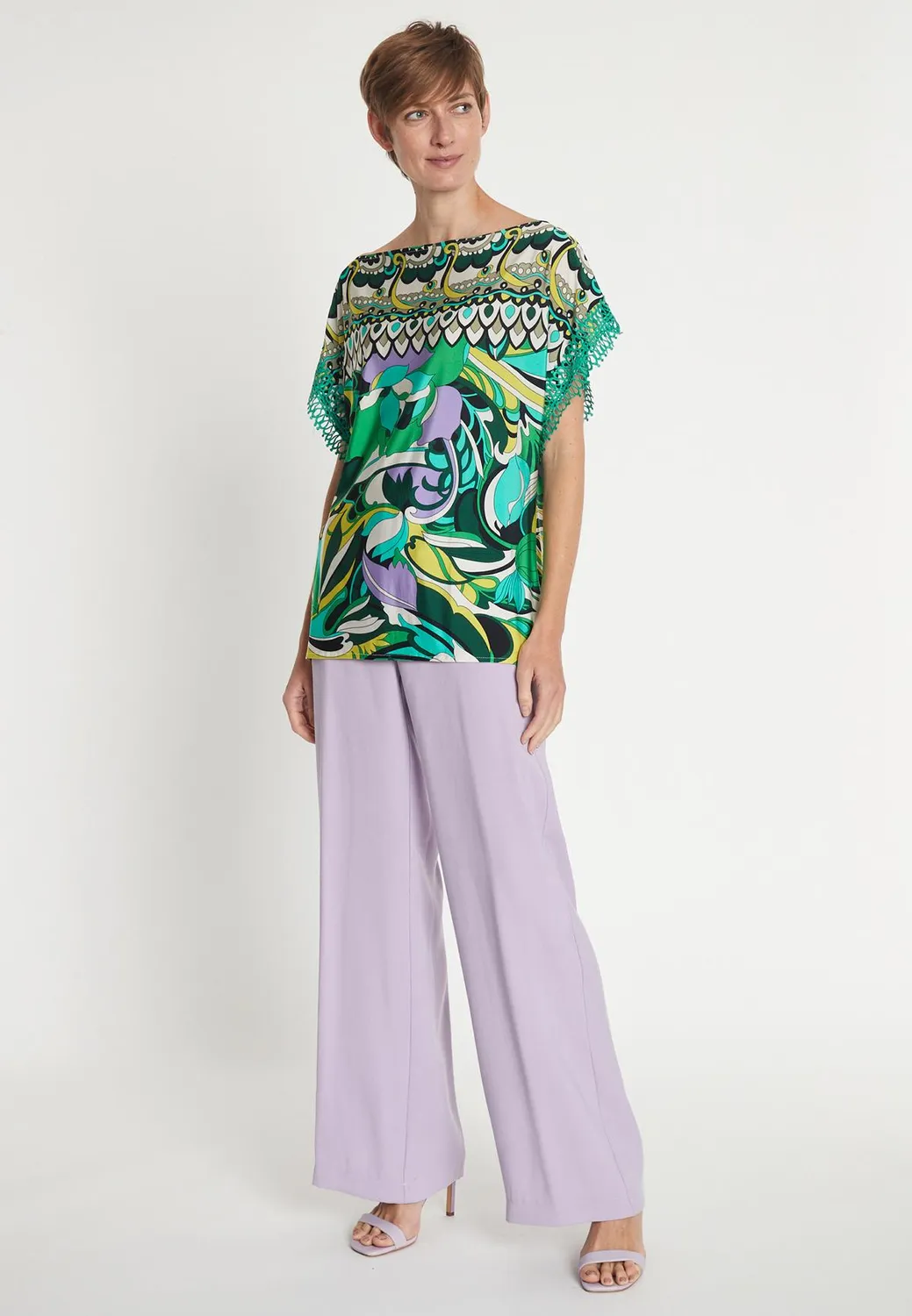 Ana Alcazar Lorisa camicia fantasia maniche pizzo