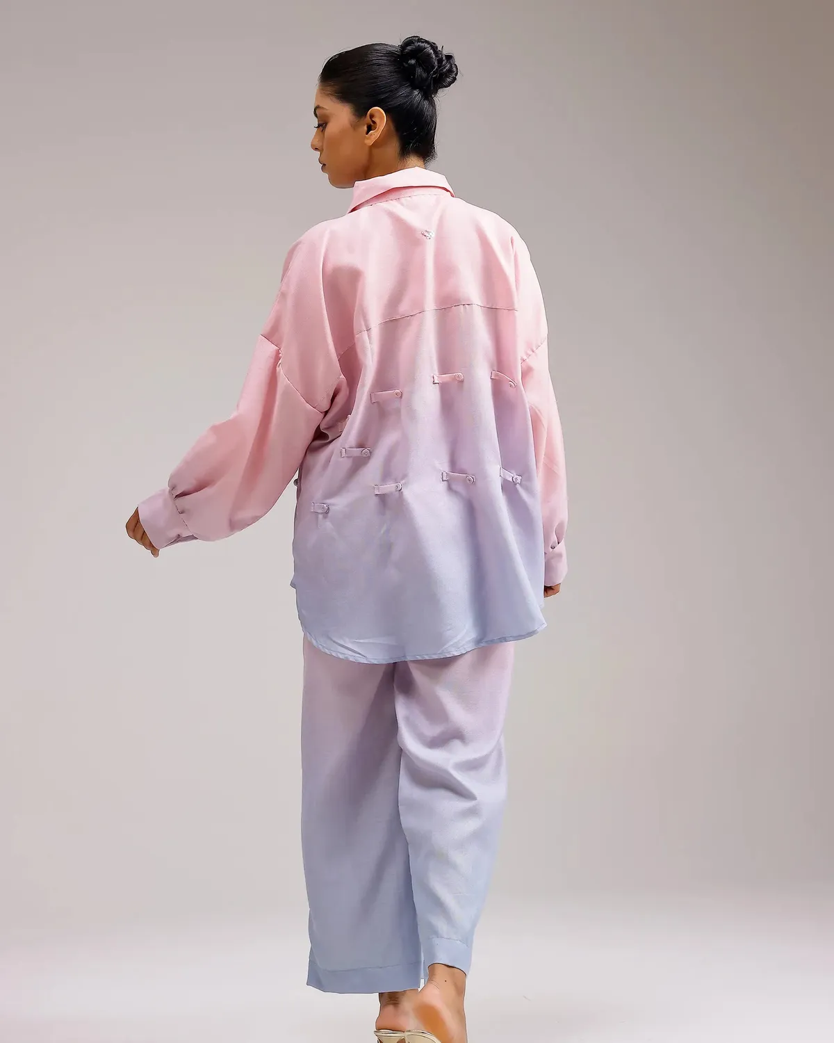 Our Dve Saanjh Ocean Mist Shirt camicia blush sky lino