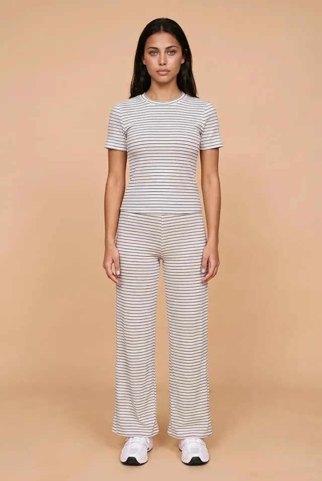 Urban Bliss Ribbed Stripe Wide Leg pantaloni cioccolato a costine