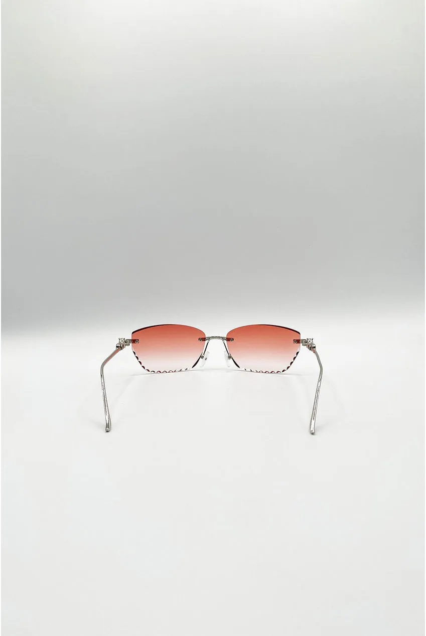 SVNX Cat Eye occhiali da sole arancioni senza montatura
