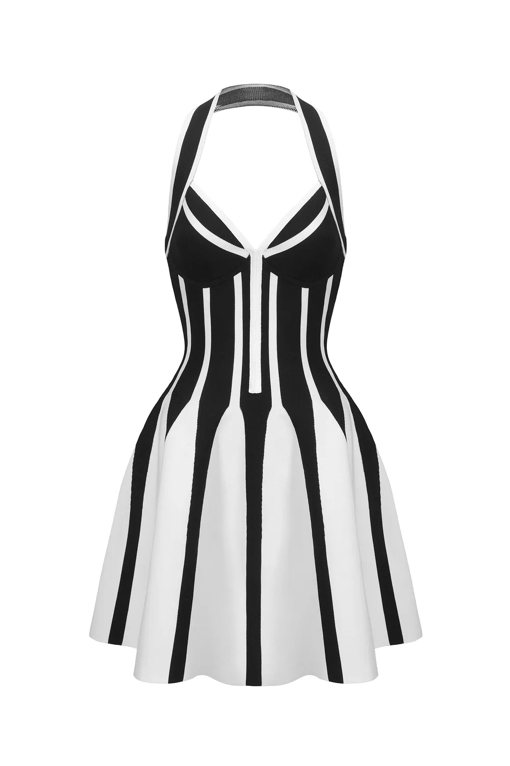 Bella Barnett Eudora Abito Mini Nero Bianco Halter