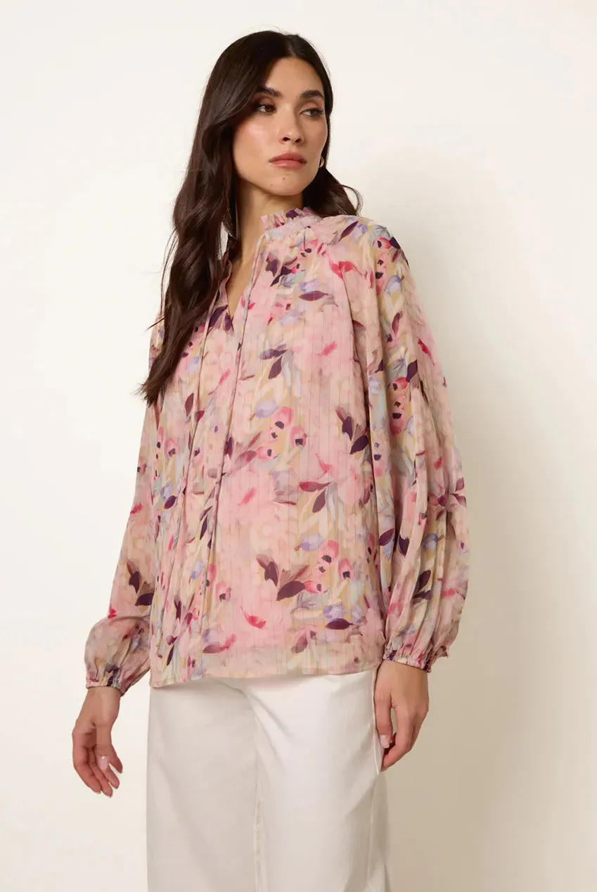 Blue Vanilla Watercolour camicia floreale rosa poliestere