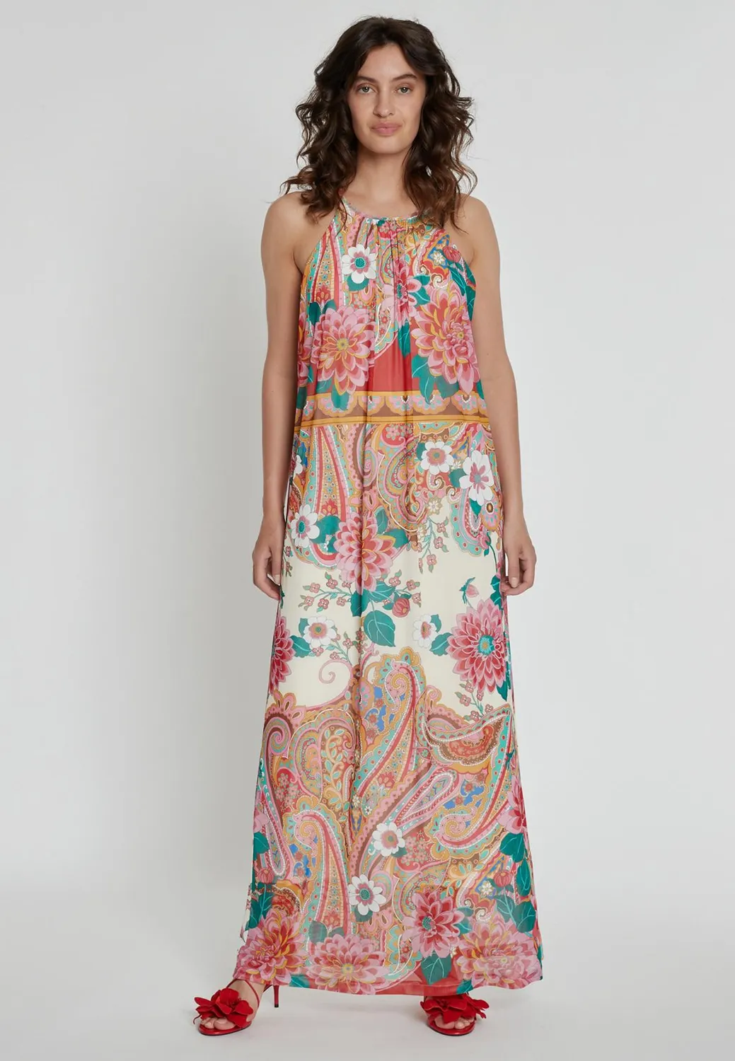 Ana Alcazar Kemoni abito lungo halterneck paisley