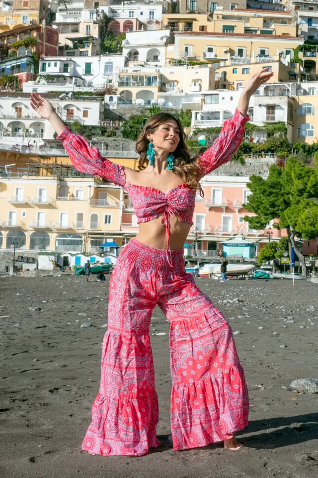Antica Sartoria Everywhere FV032 completo top pantaloni rosa