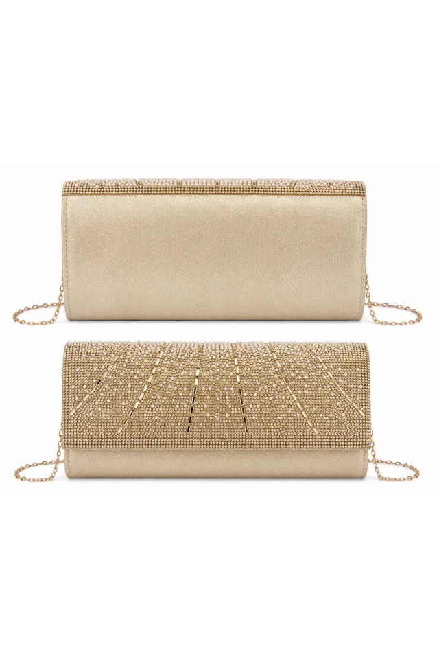 Double Second Rhinestone pochette oro strass catena