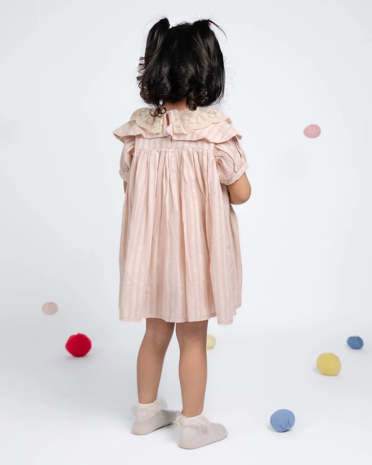 Our Dve Mini Dress bambina rosa cotone righe