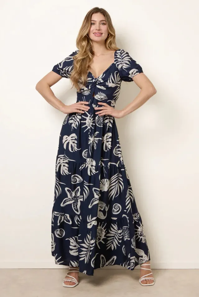 Blue Vanilla Knot Front abito navy scollo dolce estate