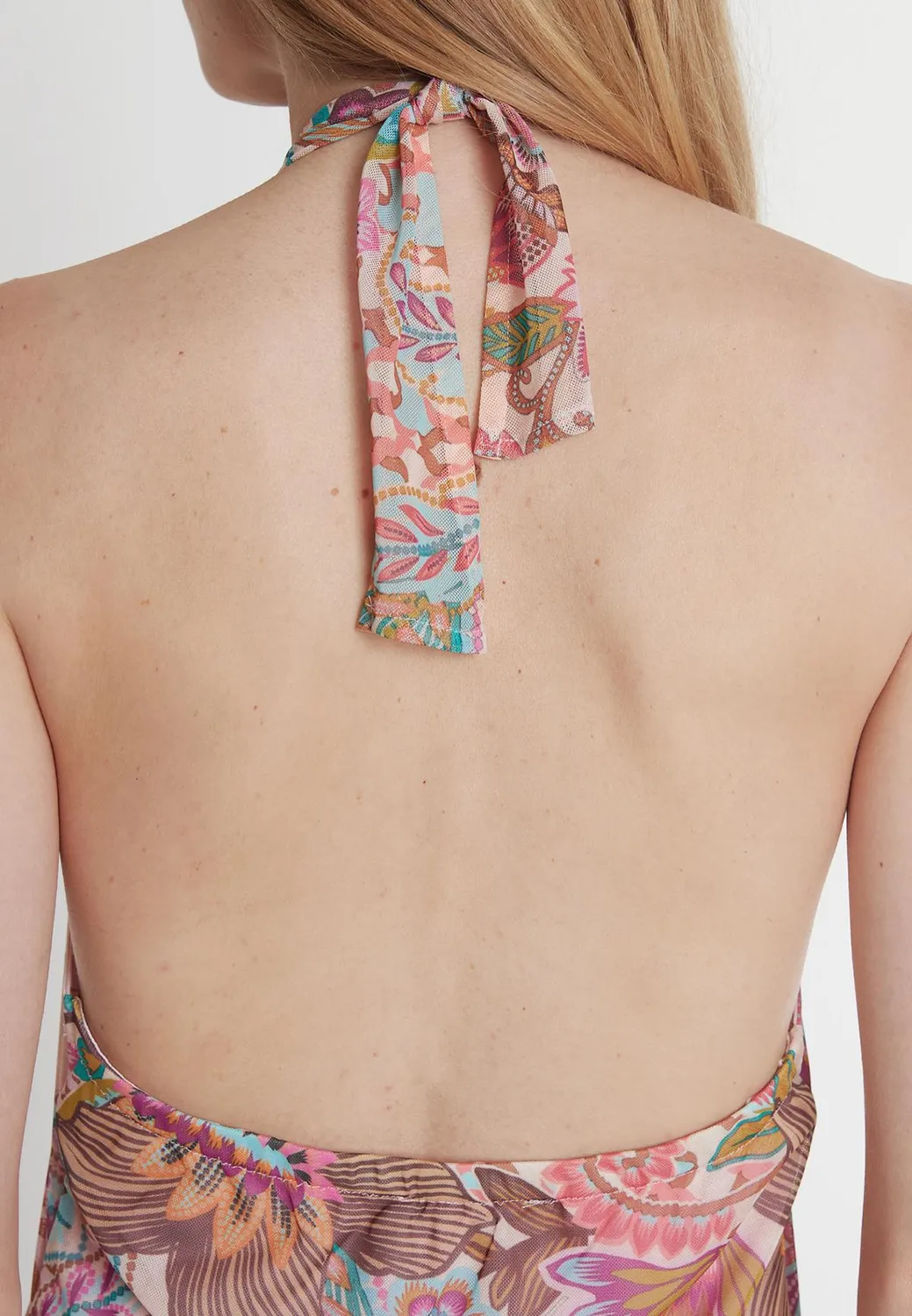 Ana Alcazar Peline abito halter floreale midi