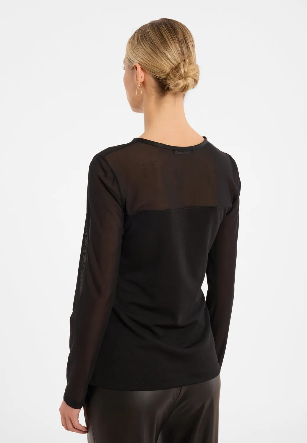 Ana Alcazar Cassia top maniche lunghe jersey ecopelle