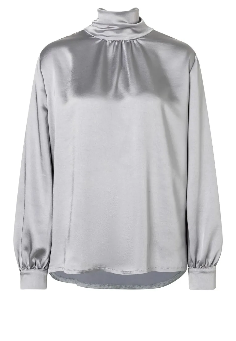 Ana Alcazar Sibora blusa satin grigio argento fiocco
