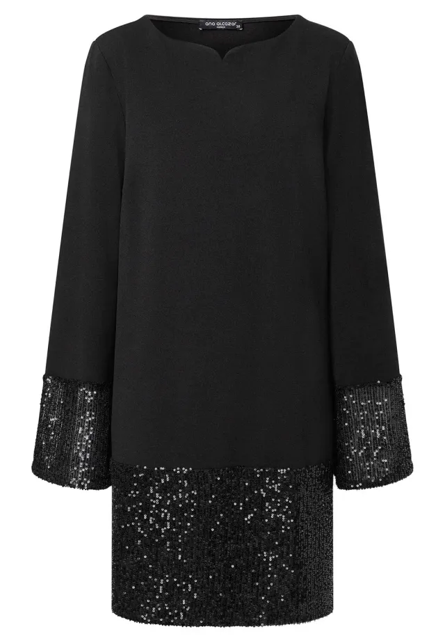 Ana Alcazar Magola abito tunica nero paillettes