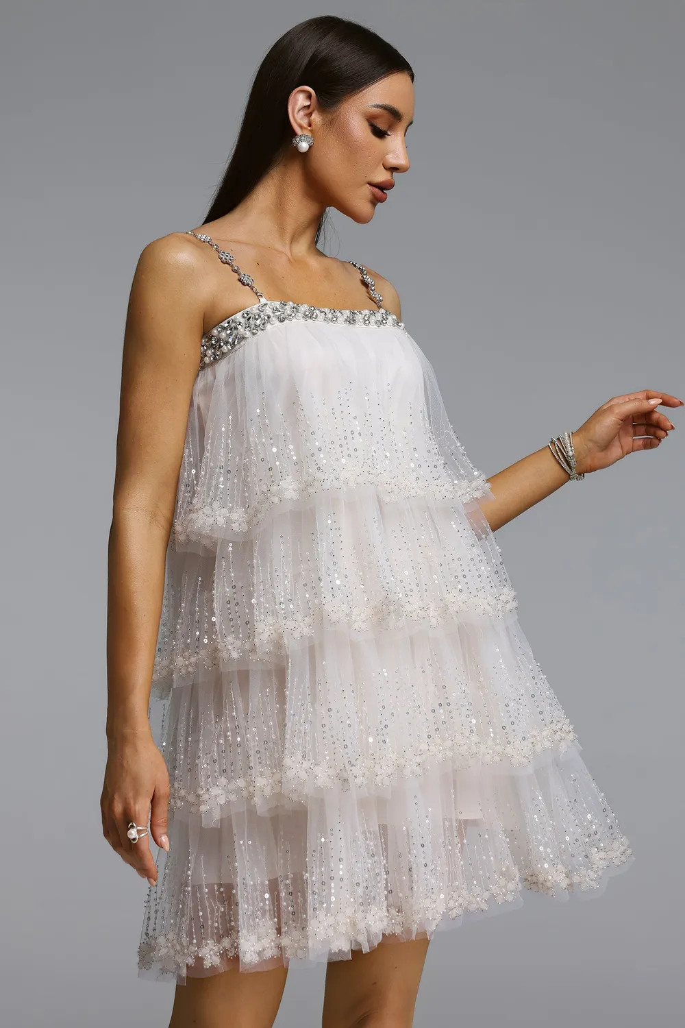 Bella Barnett Umeko mini paillettes balze beige