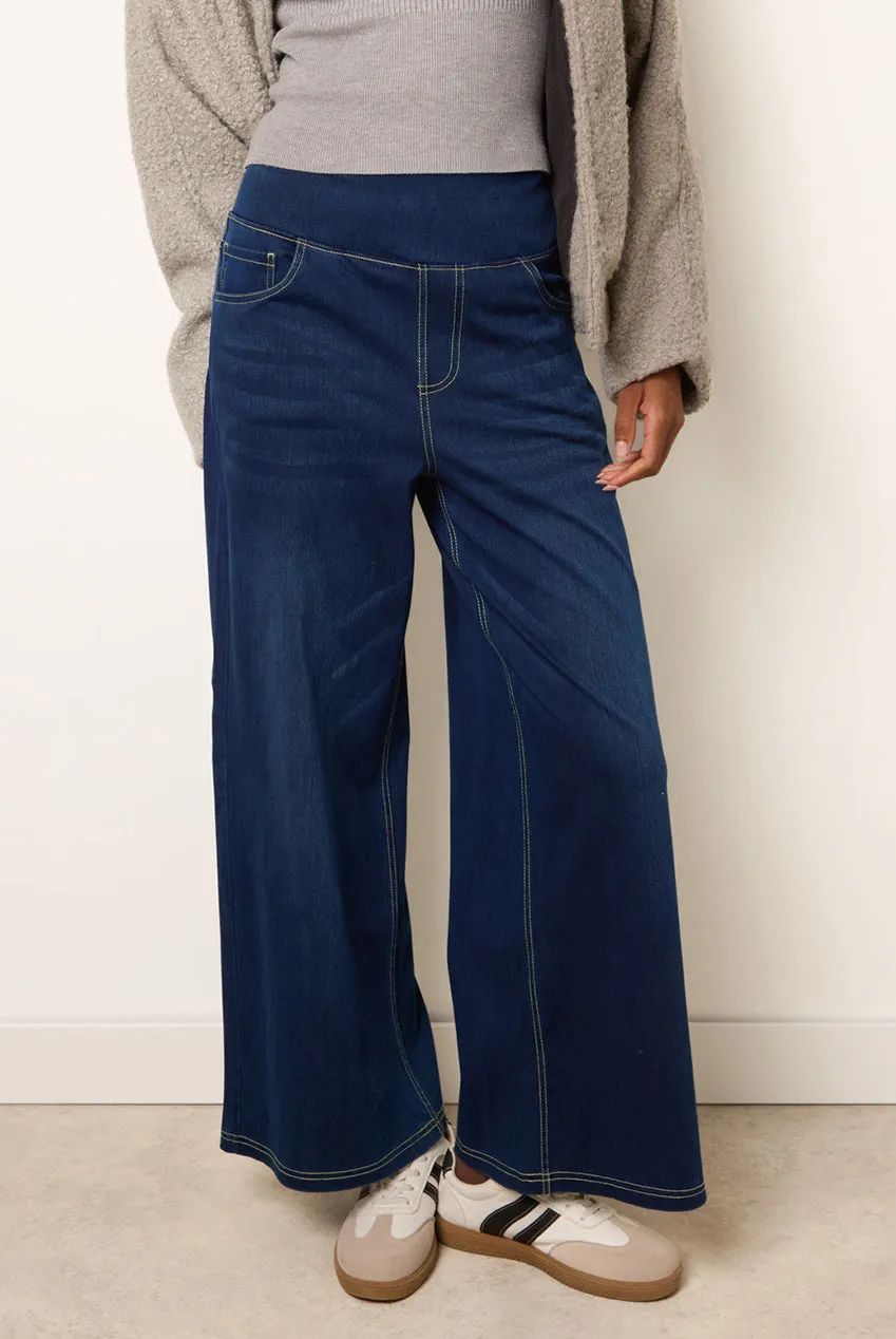 Blue Vanilla Jeans Indaco Vita Elastica Zampa Elasticizzati