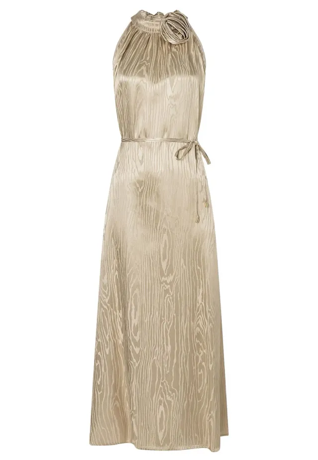 Ana Alcazar Zartea abito lungo satin oro