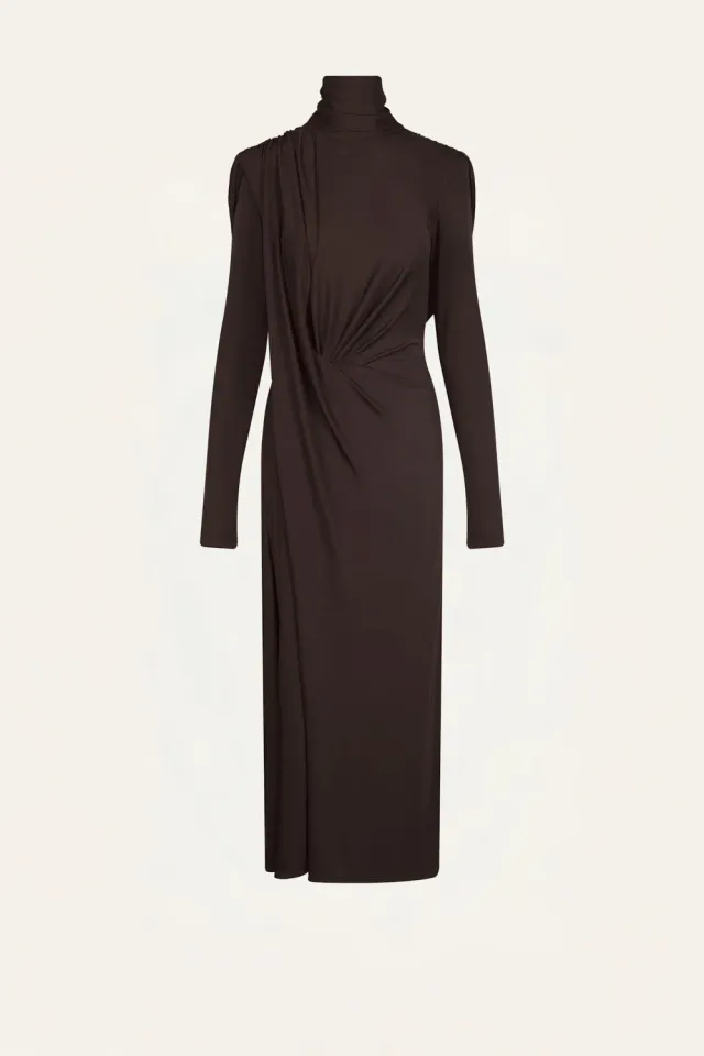 Johanna Ortiz Bloom Secret abito cioccolato jersey 95cm