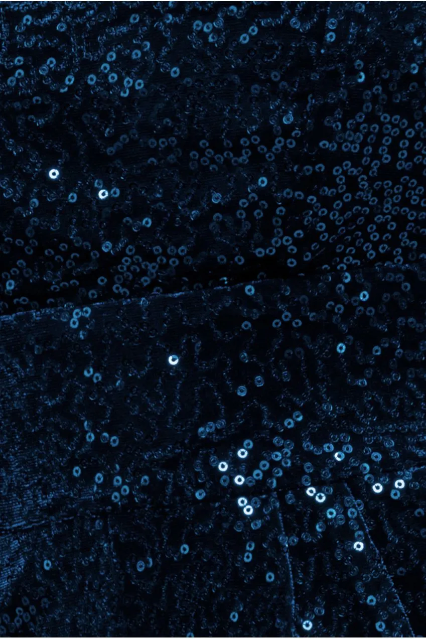 Goddiva Sequin Velvet Corset tuta blu paillettes