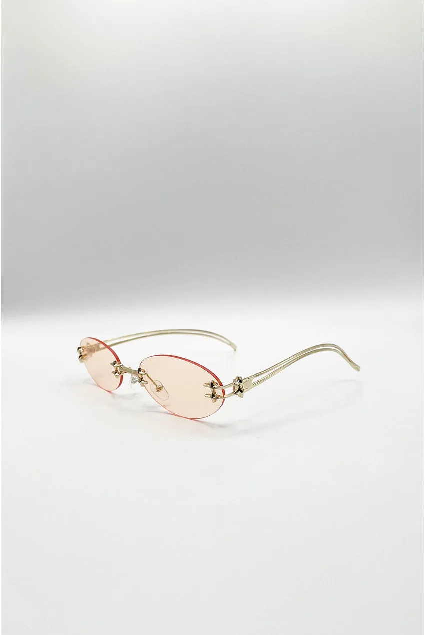 SVNX Rimless Oval occhiali da sole marroni oro