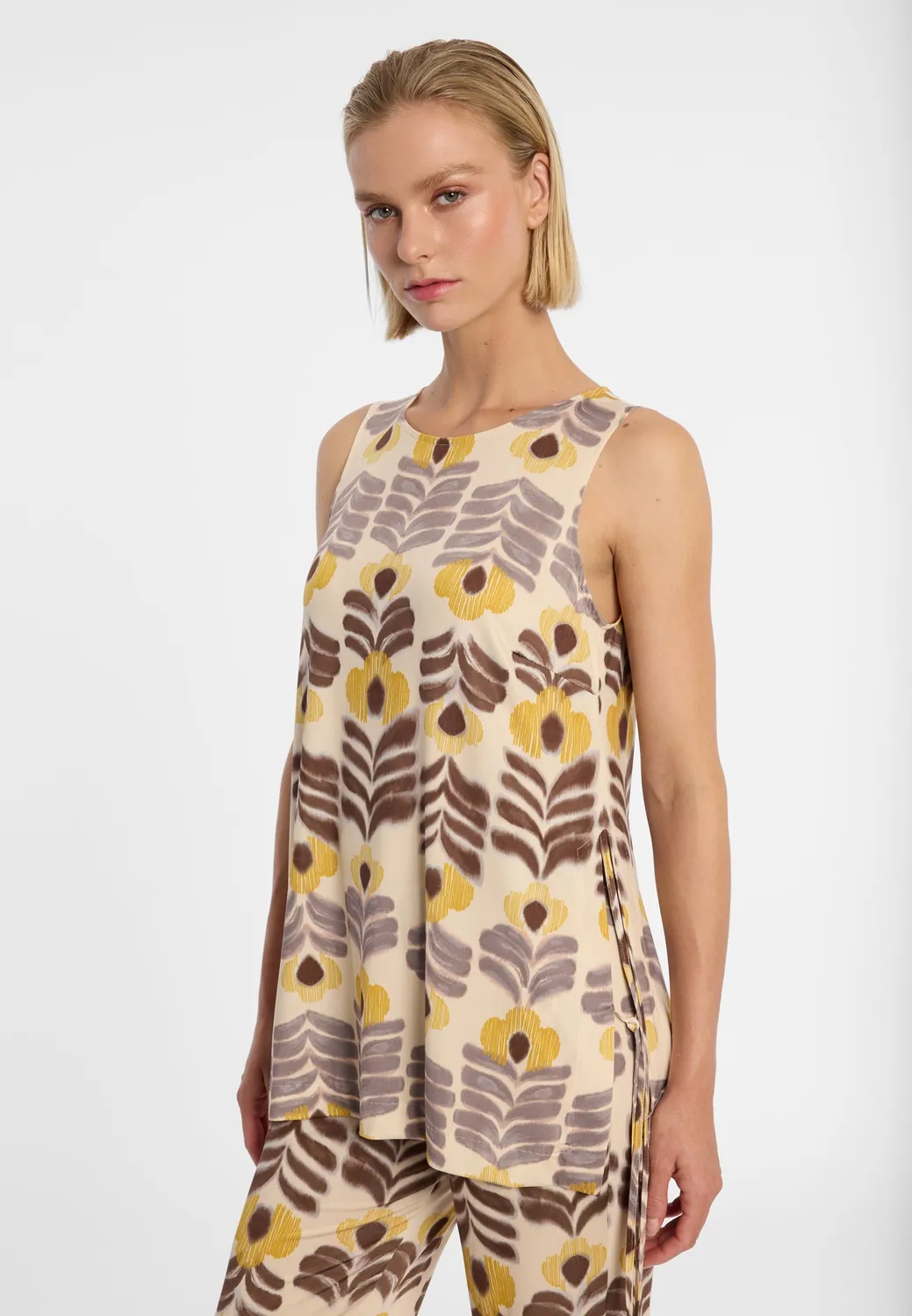 Ana Alcazar Duela top tunica jersey marrone