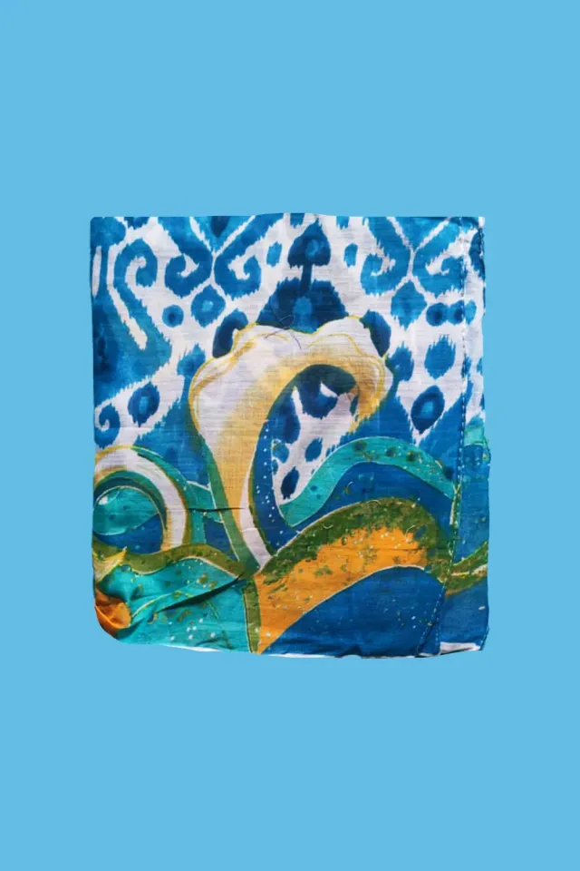 Antica Sartoria DV1773 foulard turchese cotone fantasia