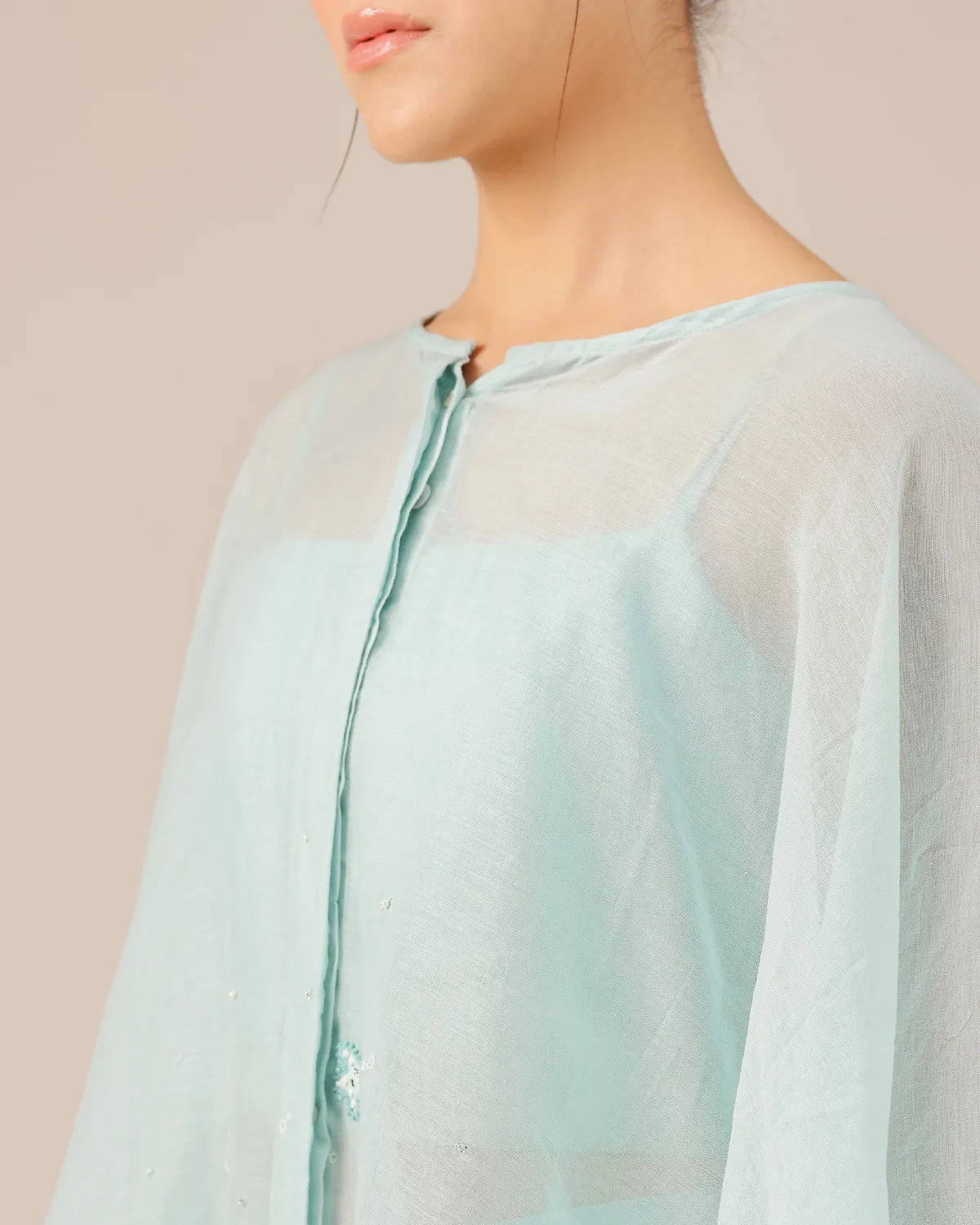 Our Dve Golden Dune top giacca blu ricamata leggero