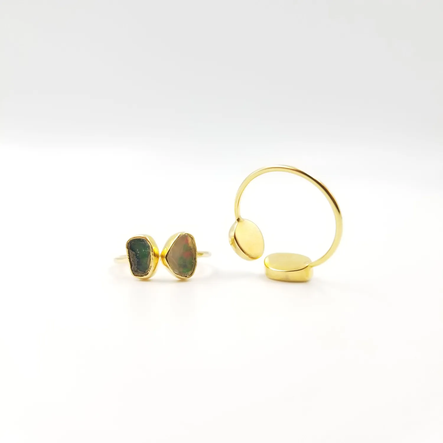 Our Dve 2 Stone Opal anello oro opale argento