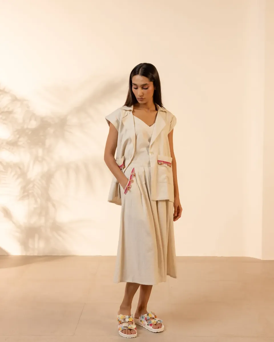 Our Dve Blossom gonna beige khadi intrecciata