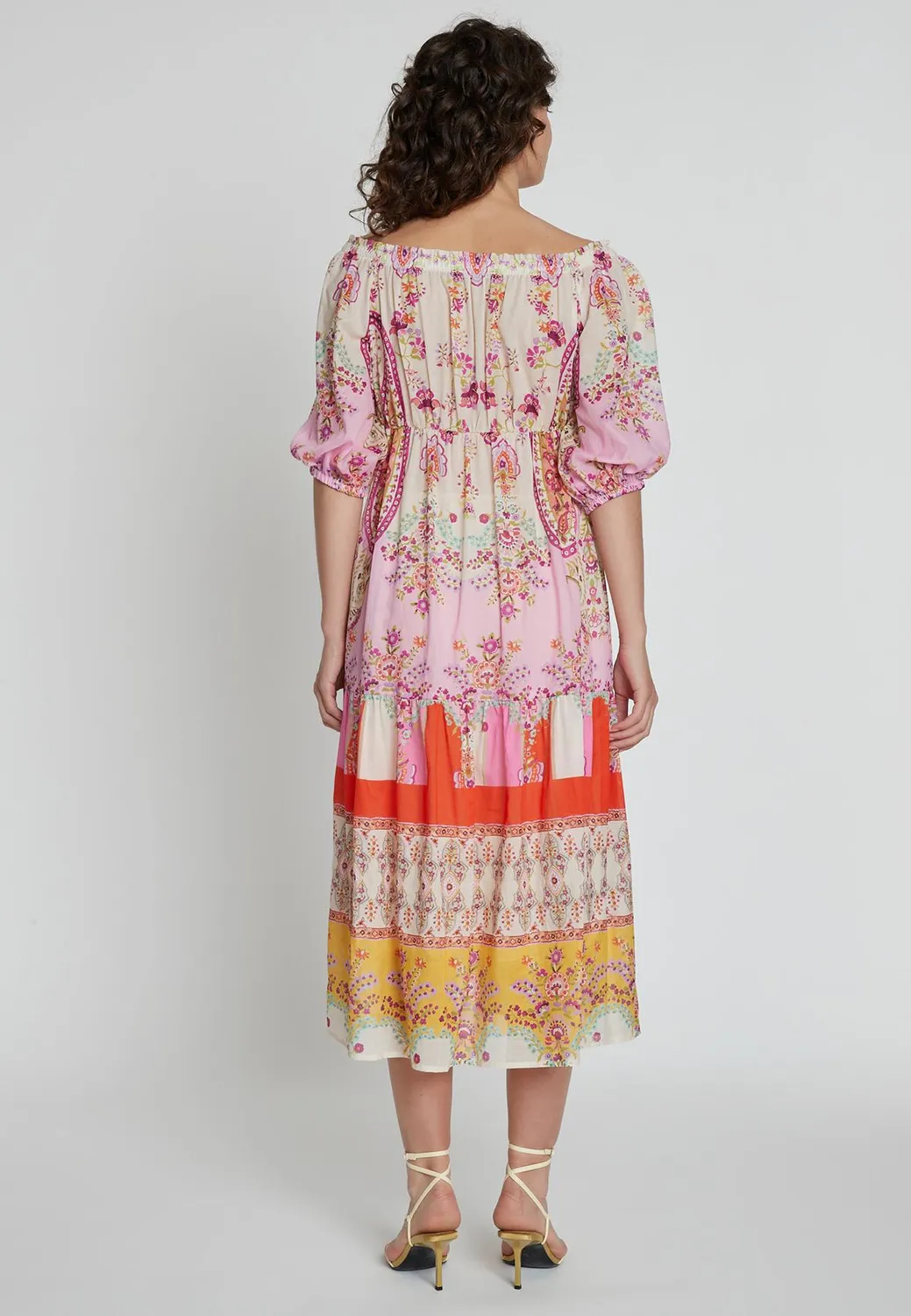 Ana Alcazar Kaja abito lungo carmen fiori rosa rosso