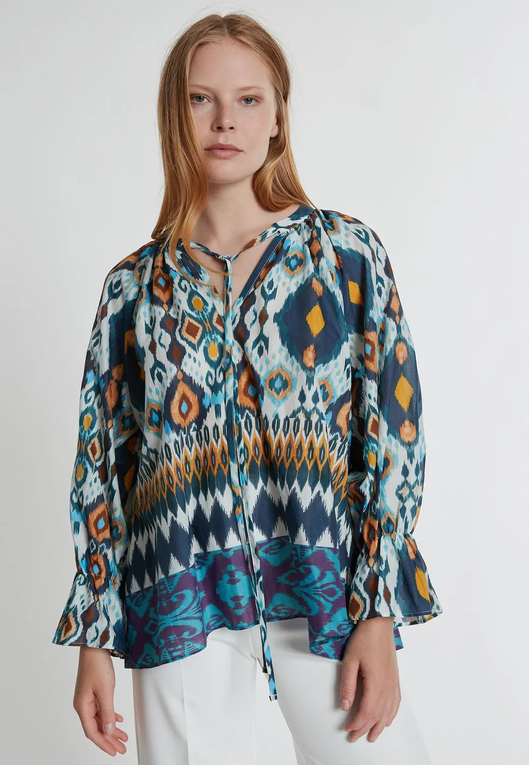 Ana Alcazar Kaira Wide Blouse blusa ampia blu zafferano