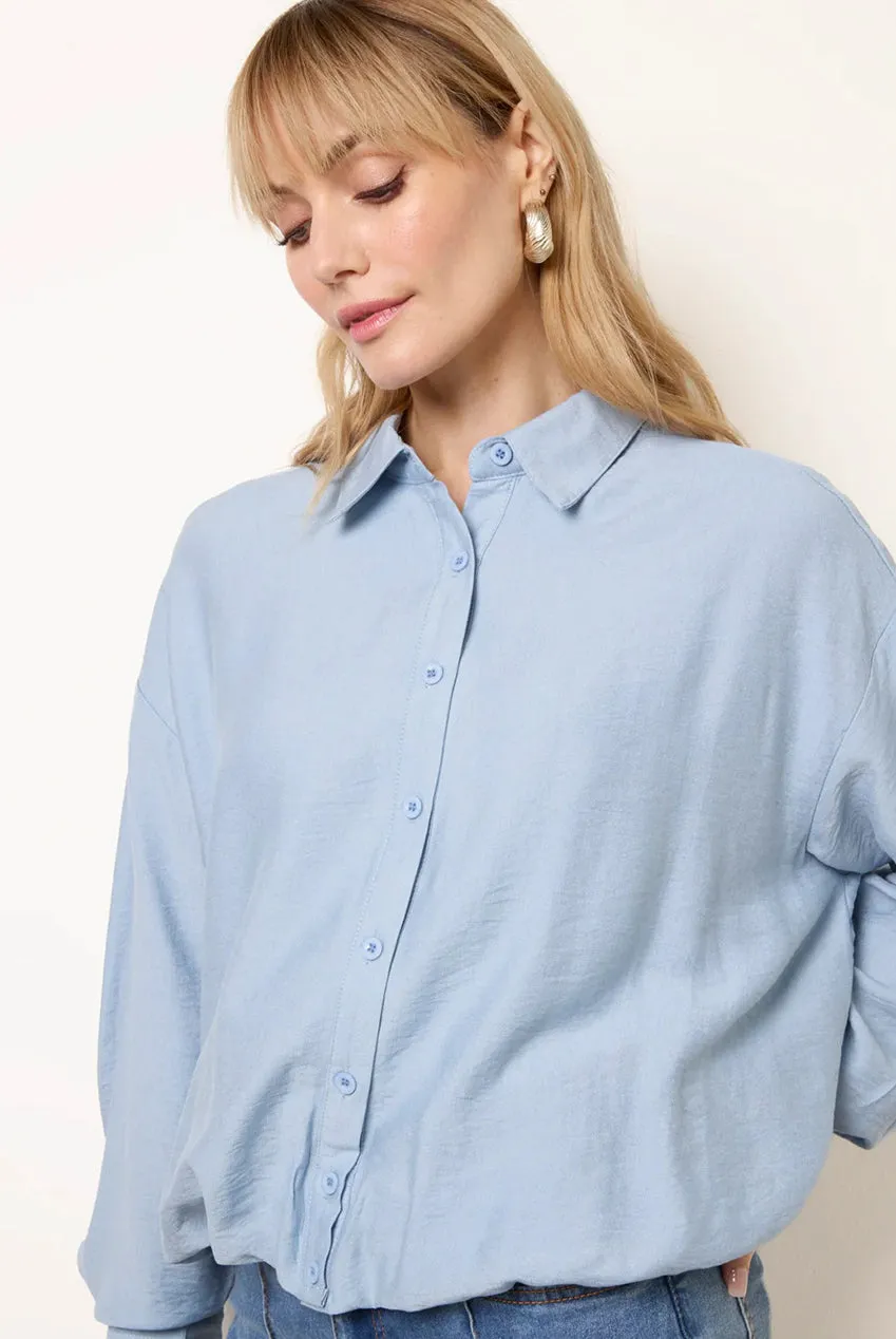 Blue Vanilla camicia bottoni azzurra viscosa manica lunga