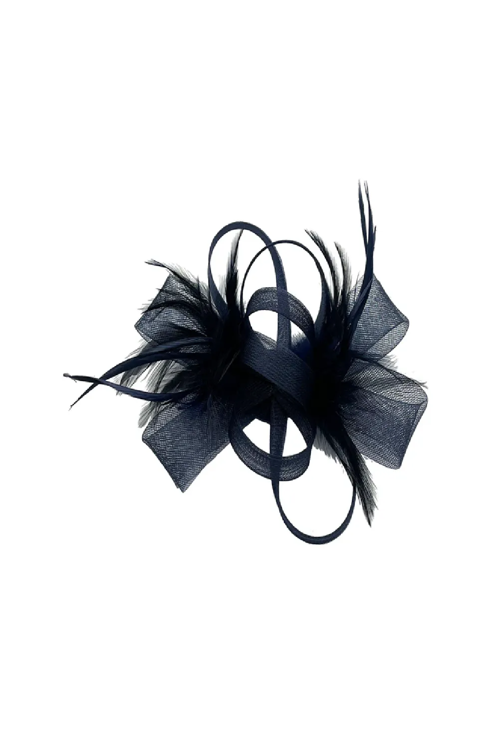 SVNX Bow Feather fascinator blu navy 20x19 cm con piume