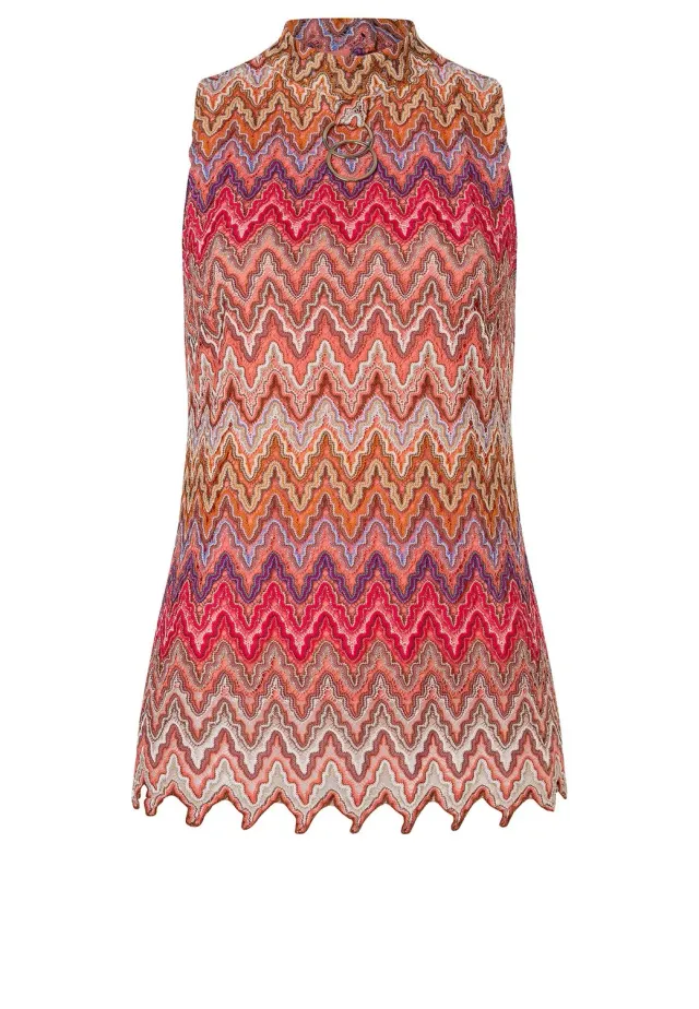 Ana Alcazar Zecara top in maglia spalle scoperte fantasia zigzag