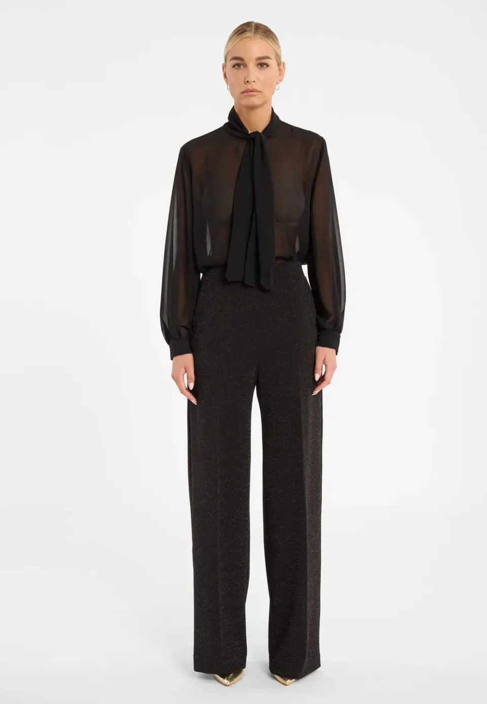 Ana Alcazar Cilisa pantaloni lurex neri a palazzo