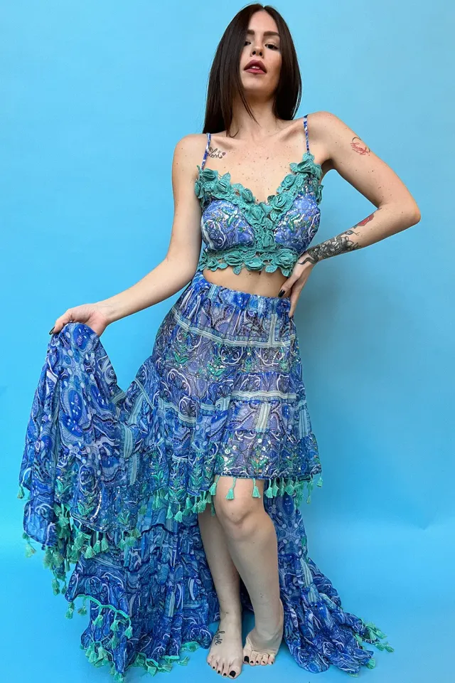 Antica Sartoria Everywhere DV745B completo top gonna blu